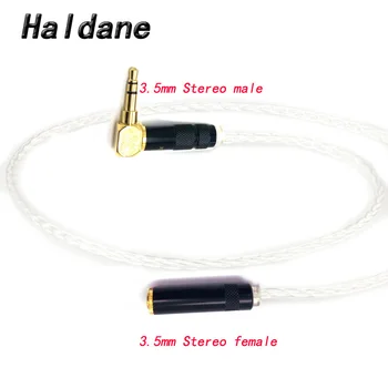 

Haldane HIFI 7N OCC 8 Croes Silver-plated 3.5mm to 3.5mm Male to Female Aux Audio Cable for Car head-mounted Headphone Wire Line