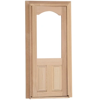 

Dollhouse Miniature Wooden Door Furniture Model DIY Unpainted Wood color