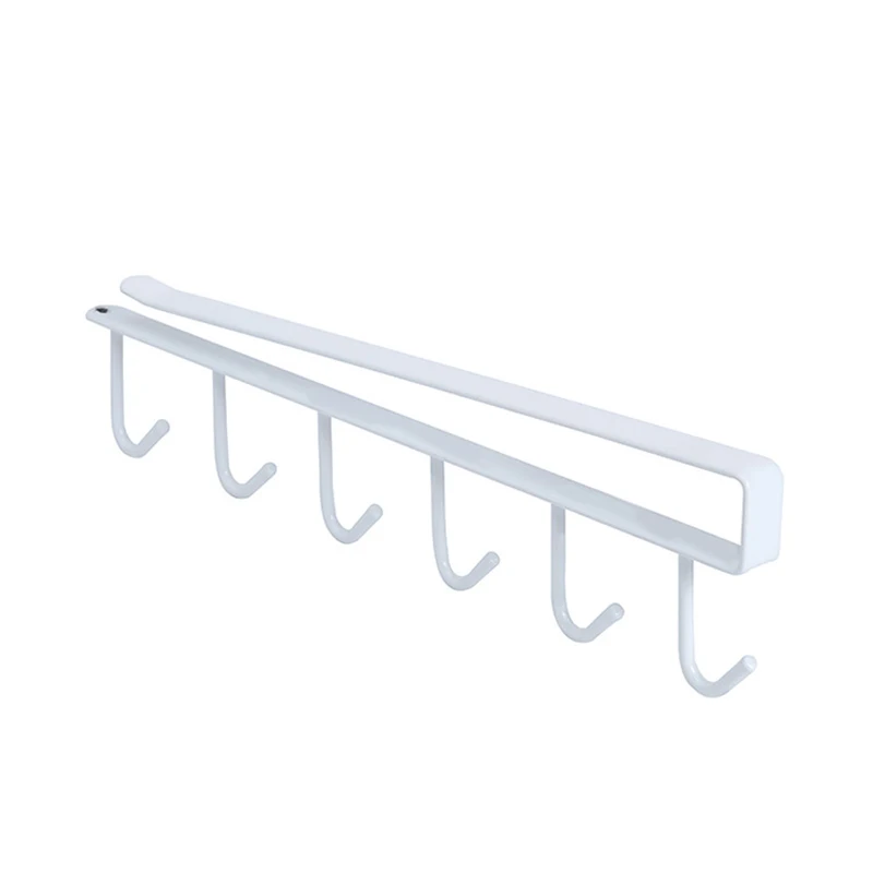 white Kitchen Storage Rack Nail-free Hanger Hook for Wardrobe Cupboard Cup Hanging Hooks Holder Kitchen Accessories Organizer Holder - Цвет: white