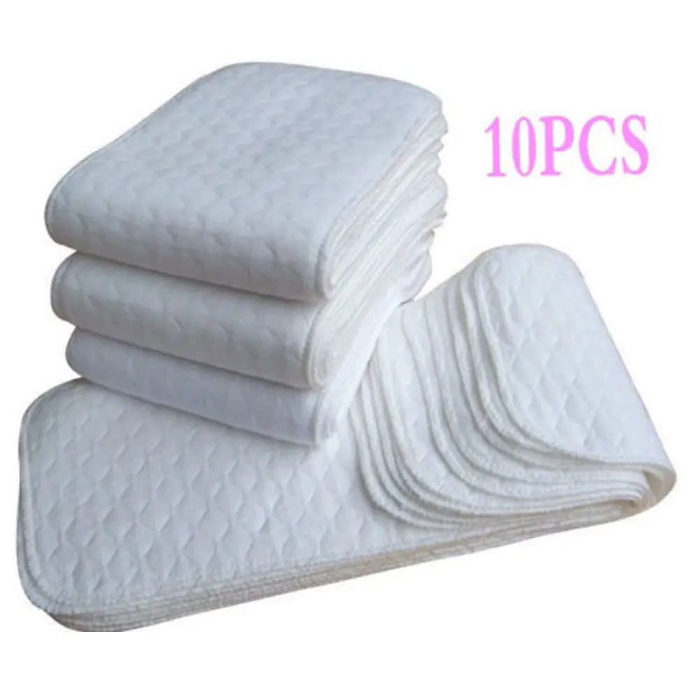 10 pçs macio reutilizável pano do bebê fralda forros inserção 3 camadas de algodão lavável cuidados com o bebê|Forros de fraldas| - AliExpress