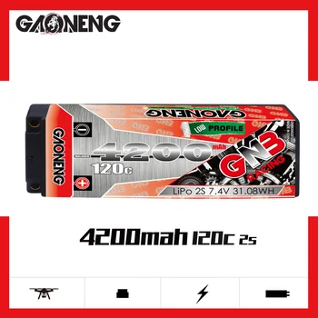 

Gaoneng GNB 4200MAH 2S 7.4V 120C Lipo Battery T XT60 Plug High Discharge for RC HSP 1/8 1/10 Buggy RC Car Axial Scx10 Crawler