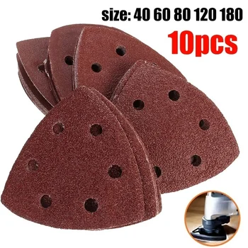 

10pcs Self-adhesive Sandpaper Triangle 6 holes Delta SanderHook Loop Sandpaper Disc Abrasive Tools For Polishing Grit 40-180