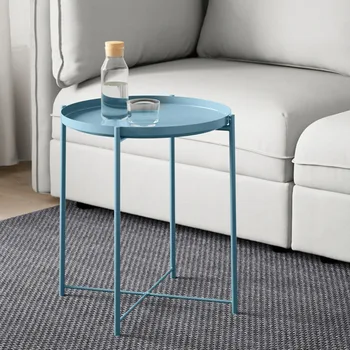 

New Iron Coffee Table Round Table Living Room Side Table Detachable Tray Multi-use Home Furniture Storage Rack