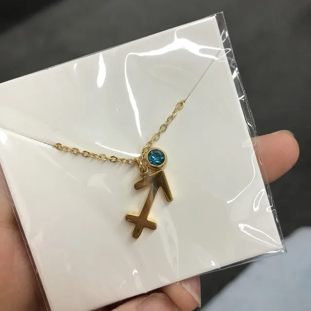 Elegant Trendy Shiny Crystal Star Zodiac Sign Taurus Capricorn Scorpio Twelve 12 Constellation Pendant Necklaces Women Female Sagittarius