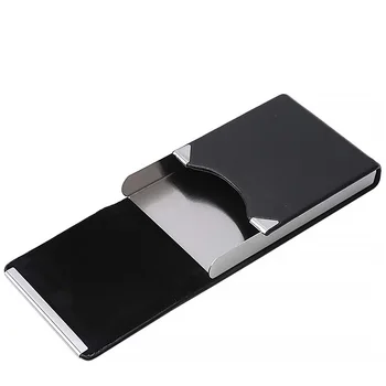 

Unisex PU Leather Cards Holder Business Style Stainless Steel Frame Credit Debit ID Gift Name Cards Storage