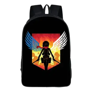 

16inch Backpack Attack on Titan Shingeki No Kyojin 3D Print Polyester Backpack School Book Bag Teenager Bagpack Travel Bookbag