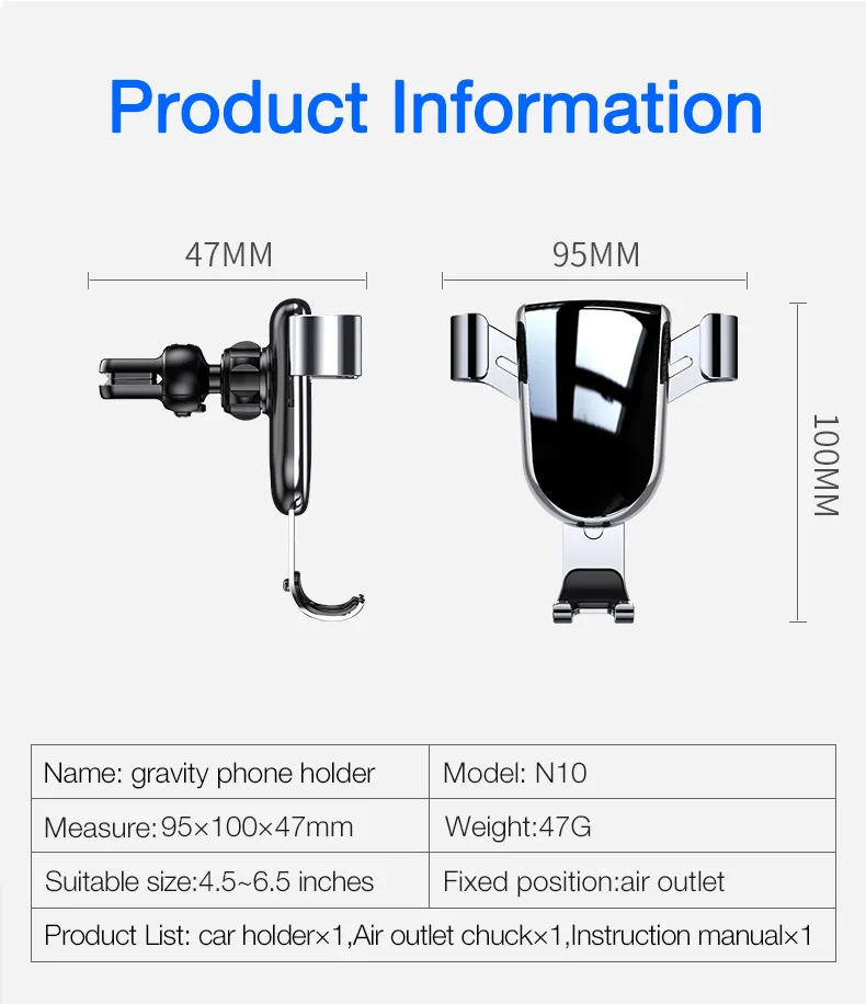CAFELE Универсальный датчик тяжести Автомобильный держатель для телефона в автомобиль вентиляционное отверстие держатель подставка для iPhone X huawei без магнитного металлического держателя