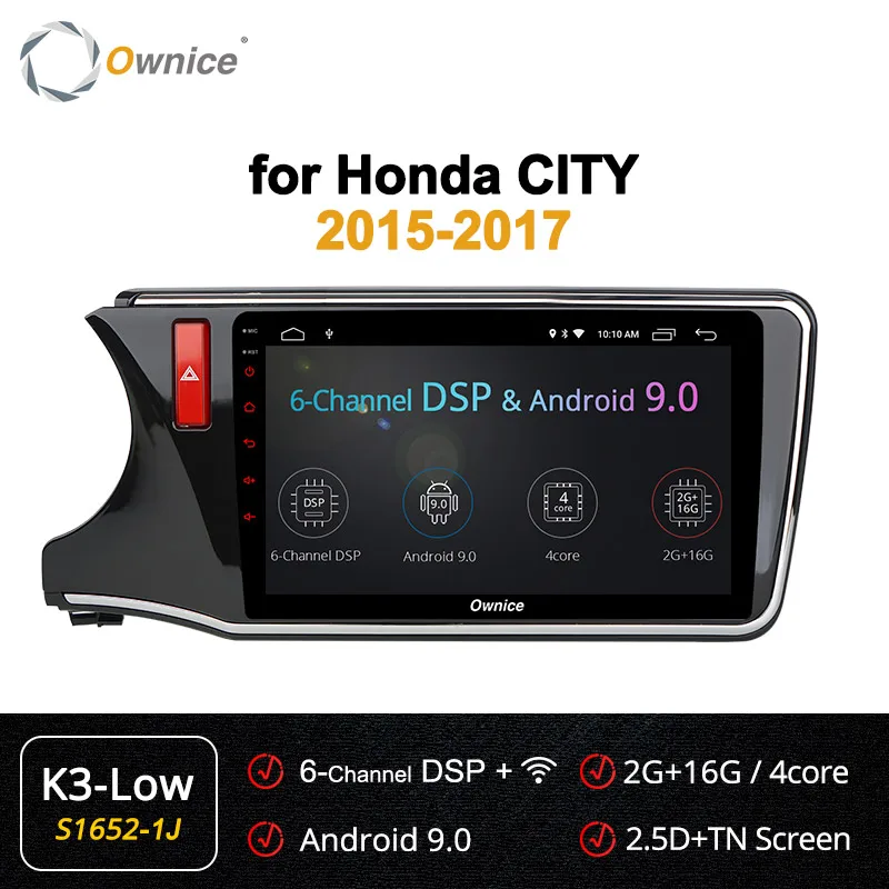 Ownice K3 K5 K6 Android 9,0 360 панорама оптический Автомобильный gps плеер Navi для Honda City Восьмиядерный Стерео DVD 4G LTE - Цвет: S1652-1 K3-Low