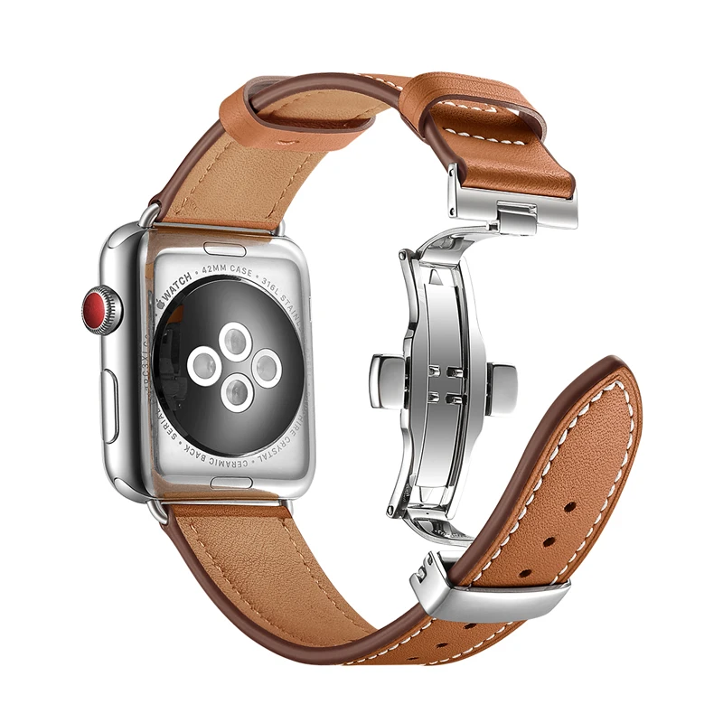 Ремешок из натуральной кожи для apple watch 5 4 band 44 мм 40 3 42 38 мм|Ремешки часов| |