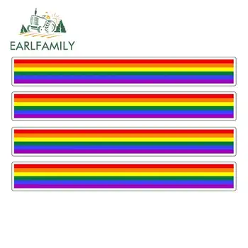 

EARLFAMILY 13cm x 1.7cm 4pcs Car Stripe Motorcycle Racing Flag Sticker Window Car Bumper Decal Moto Tuning Rainbow Car Sticker