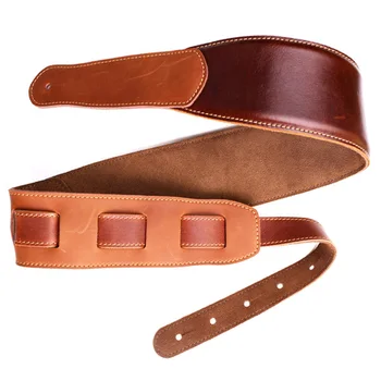 

SEWS-Guitar Accessories Thick Genuine Leather Electric Bass Guitar Strap Adjustable Acoustic Folk Classical Guitar Belt Strap