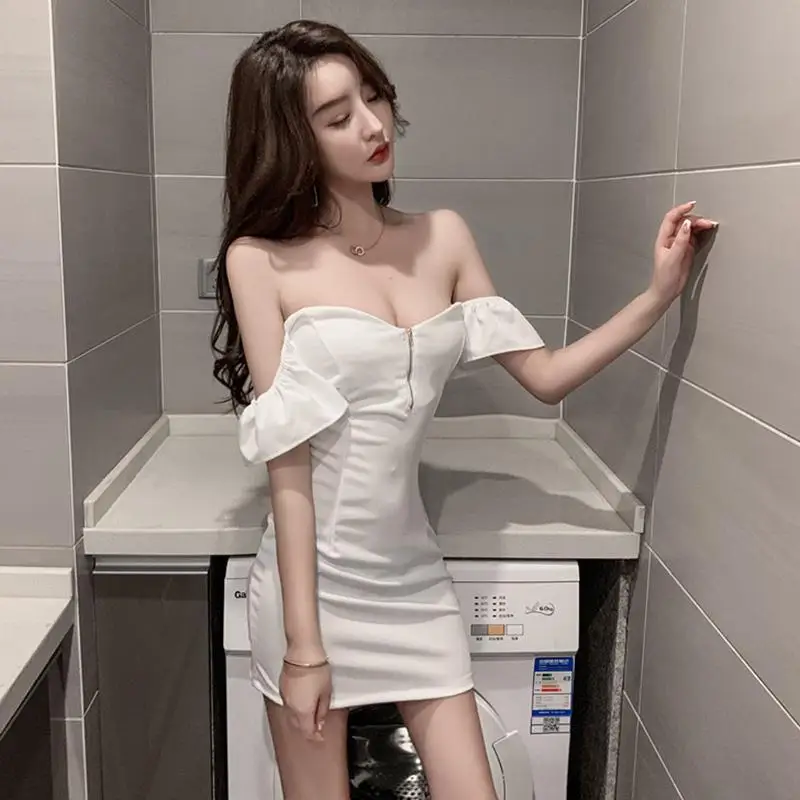 Spring Summer New Korean Fashion Style Elegant Slash Neck Short Type ...