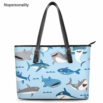 

Nopersonality hark Pattern Fashion PU Handbag Women's Blue Dolphin Print Leather Shoulder Bag Luxury Travel Storage Ladies Bags