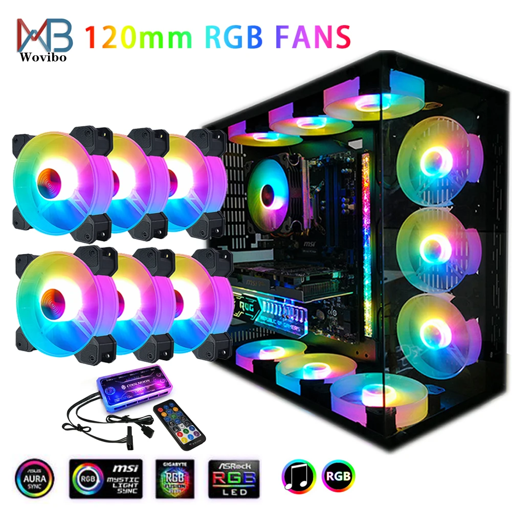 120 мм компьютер чехол вентилятор RGB Регулируемая цветная лампа светильник для