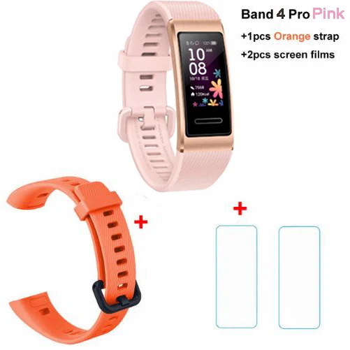 pink x orange x fil Умный Браслет huawei Band 4 Pro, инновационные часы, лица, автономный gps, проактивный мониторинг здоровья, SpO2, кислород крови - Цвет: pink x orange x fil