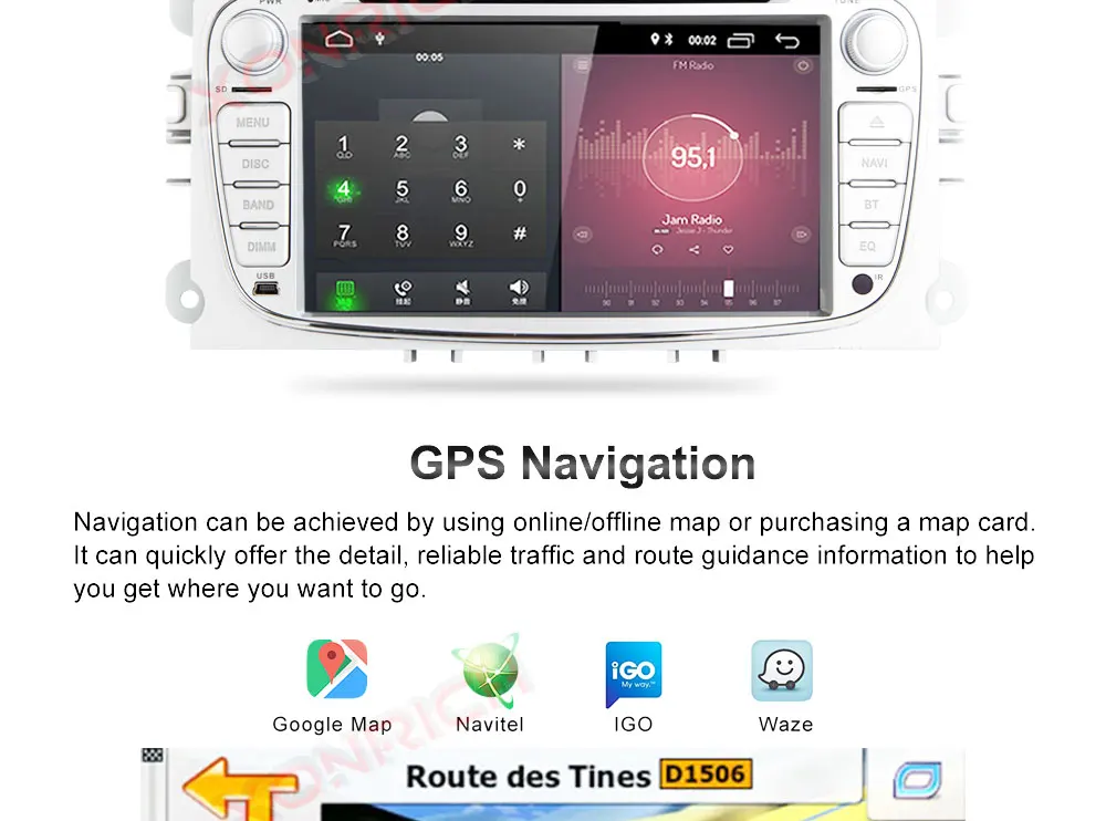 Excellent Xonrich Android 9.0 GPS Car Radios 2 Din Car Multimedia player Audio DVD Player For Ford/Focus/S-Max/Mondeo 9/GalaxyC-Max 4+64G 18