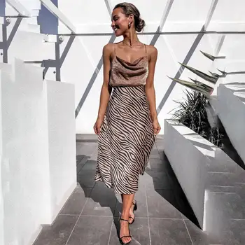 

Women's Pencil Skirt Sexy Clothing New High Waist Casual Vintage Skirts Spring Summer Satin Leopard Print Fishtail Skrits Woman