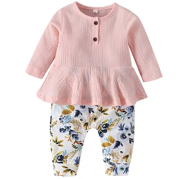 

2019 Autumn Newborn Baby Clothes Fake Two Piece Print Fashion Girls Romper Kids Costume For Girl Infant Jumpsuit 6 9 12 18 Month