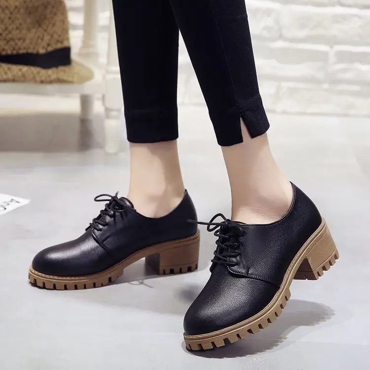 British-Style Small Leather Shoes Women's Spring And Autumn New Style College Style Lace-up Casual Shoes Versatile Harajuku