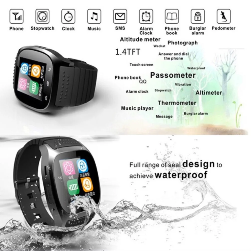 M26 Bluetooth Смарт-часы водонепроницаемые цифровые gps позиционирование сенсорный экран мобильный телефон разблокировка часы Поддержка шагомер MP3 spo