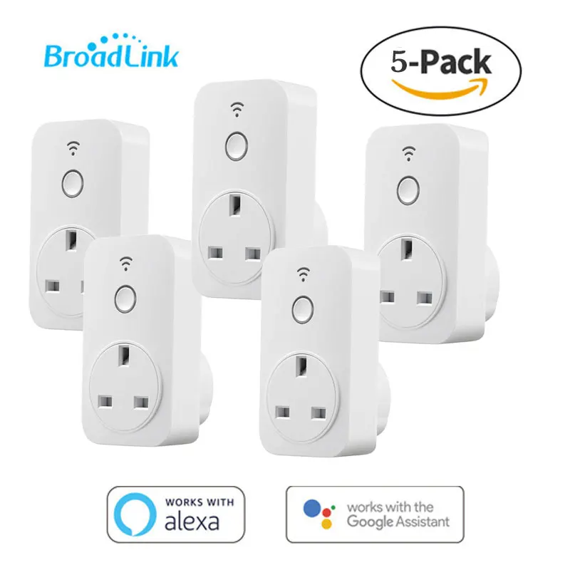 SP2-UK 5 PCS BroadLink SP2 UK Стандартный Wifi смарт-розетка 13A Голосовое управление Alexa и Google Home для Wi-Fi Умный дом - Комплект: SP2-UK 5 PCS