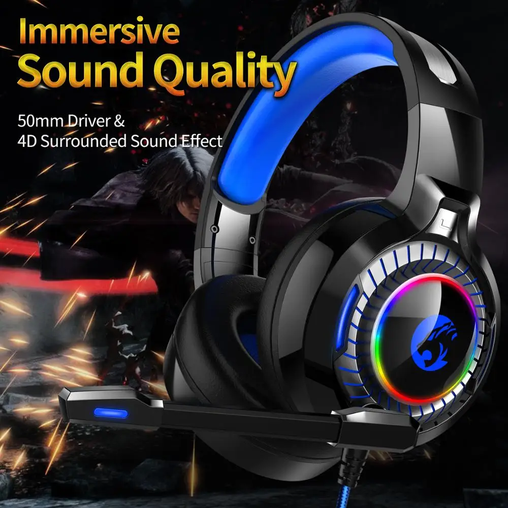 Professional Led RGB Light Gaming Headset Noise Cancelling 7 1 Channel 4D Stereo Wired PS4 Computer Gaming Headphone with Mic