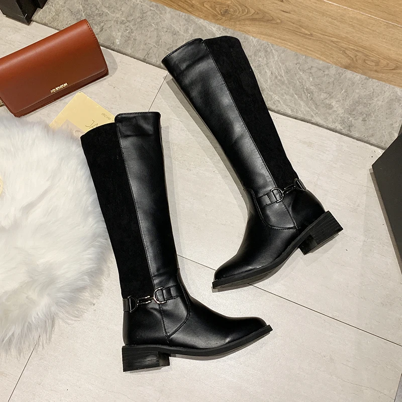 Cresfimix botas femininas/Женские Повседневные высокие осенние ботинки высокого качества, Большие размеры женские модные зимние ботинки из искусственной кожи черного цвета, a7028