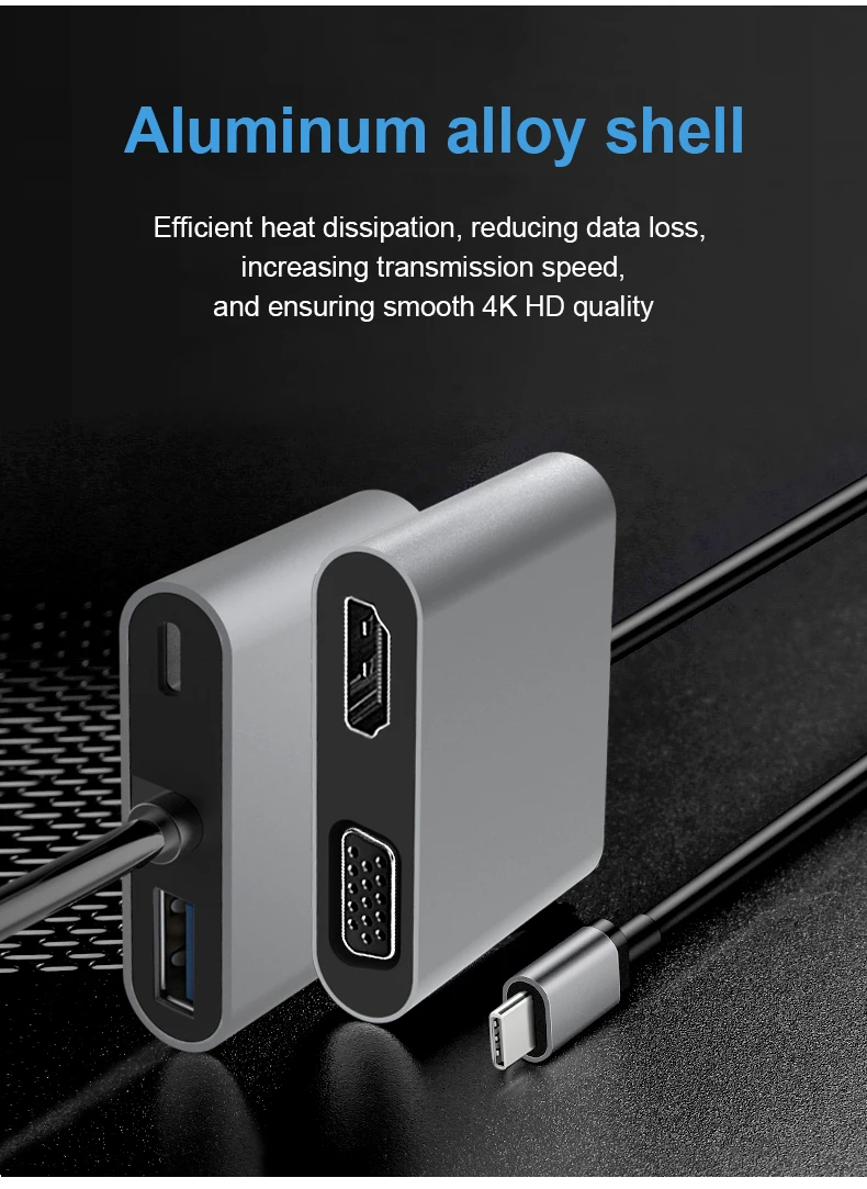 DeepFox 4 в 1 Usb 3,1 type C-Hdmi, Vga, Dvi, Usb 3,0, выход Usb C, расширенный концентратор 4 K, 1080 P, 3D видео конвертер для Macbook Chromebook