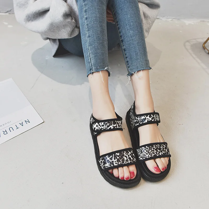 

Sandals Women's 2019 Summer New Style Casual Leopord Pattern Platform Gladiator Sandals Versatile Flat Sandals WOMEN'S Shoes