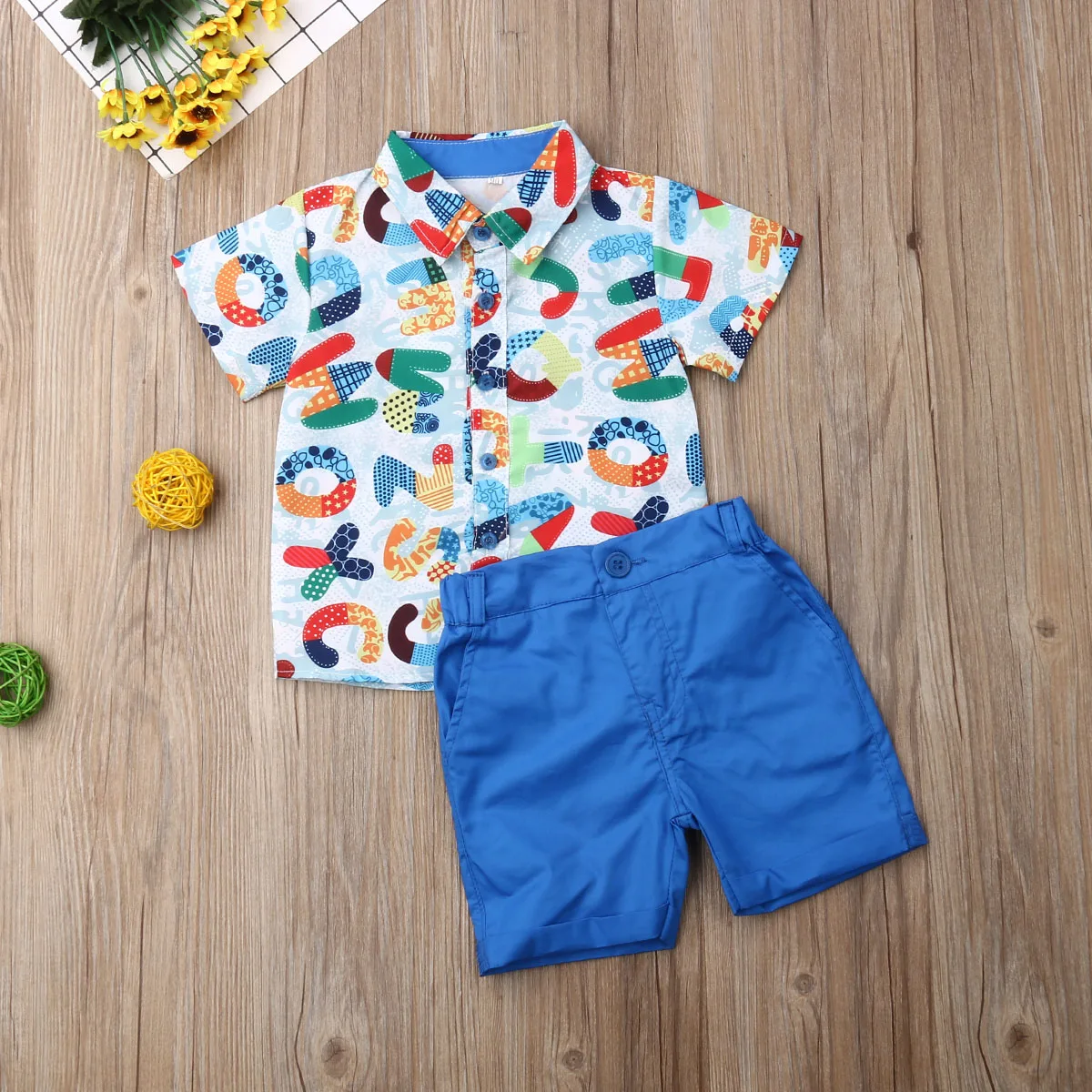 Новые летние комплекты одежды повседневная хлопковая детская одежда для мальчиков платье для маленьких мальчиков рубашка+ шорты, штаны комплекты одежды из 2 предметов