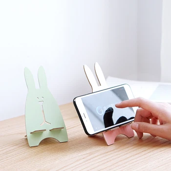 

Creative DIY Wooden Phone Holder Cute Rabbit Cartoon Phone Holder Racks