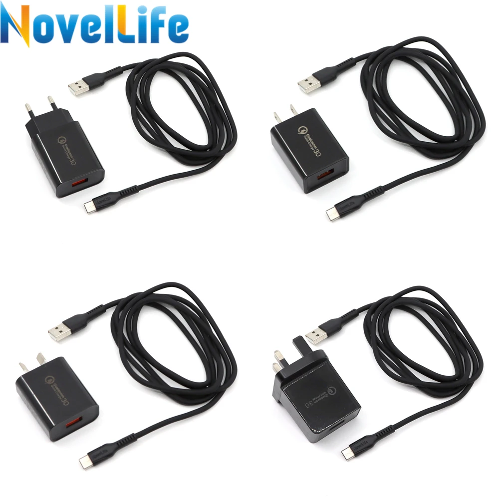 Быстрое зарядное устройство QC3.0 адаптер питания USB Type C набор мягких силиконовых
