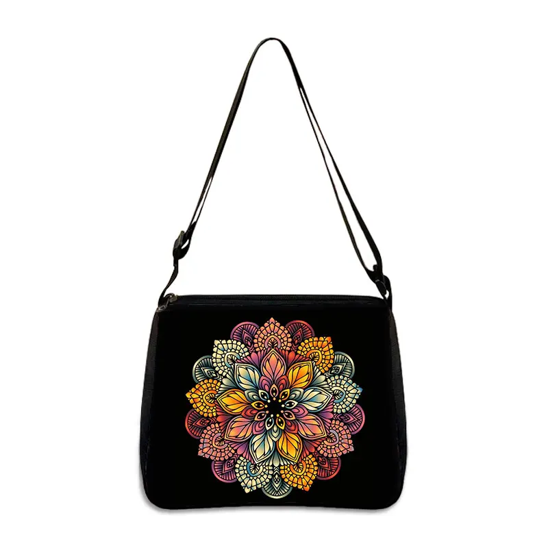 Mandala Flowerote Handbag Women Ethnic Traditional Shopping Bag Floral Print Shoulder Bag For Lady Traveling Messenger Bag - Image 2
