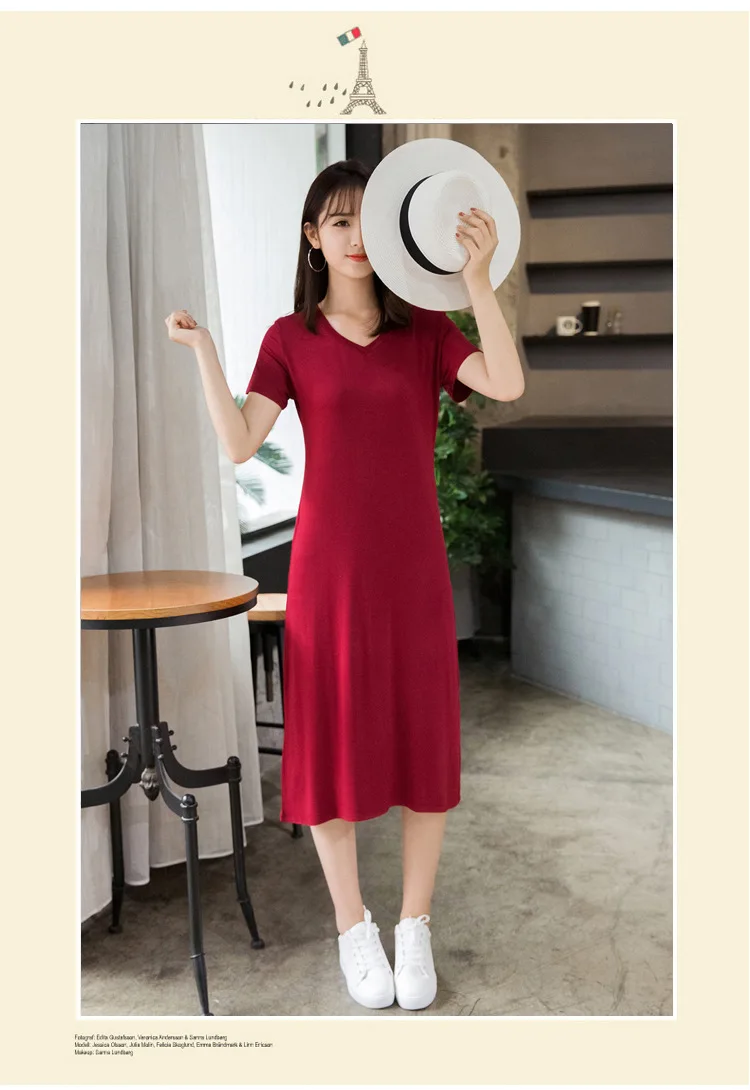 Fdfklak Modal Comfortable Sleepwear Women Night Shirt New Short Sleeve Long Dress Spring Summer Nightgowns Female Sleepshirt