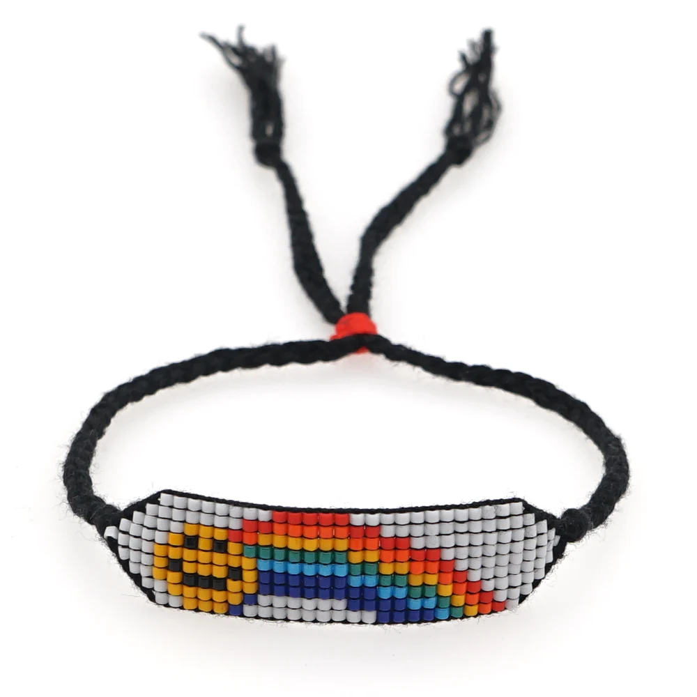 

Go2boho Newest Boho Bracelets Miyuki Rainbow Jewellery Bracelet For Women Handmade Loom Woven Smile Pattern Jewelry Friends Gift