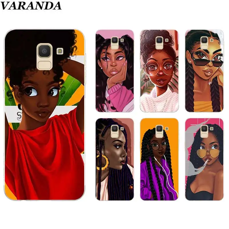 

Fashion Black Girl Black Women Soft TPU case for Samsung Galaxy J8 J6 J4 J6+ J4 Plus 2018 M40 M30 M20 A50 A40 Silicone Cover Cap
