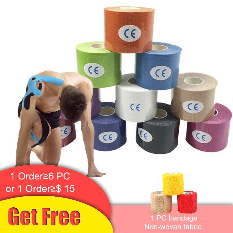 2 Size Kinesiology Tape Athletic Recovery Elastic Tape Relief Muscle Pain Knee Pads Support For Sport Fitness Bandage