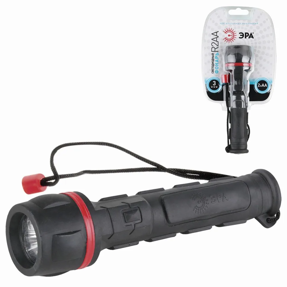 Фонарь Эра r2AA обрезиненный (3led,2*AA) Китай (5055287105967)