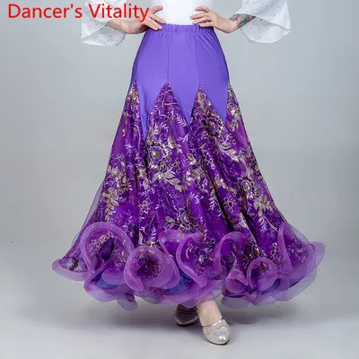 Only Skirt as Photo Женский сверкающий топ из бриллиантов вышитая рыбья кость юбка современное бальное Национальный Стандартный Вальс Конкурс танцев Одежда - Цвет: Only Skirt as Photo