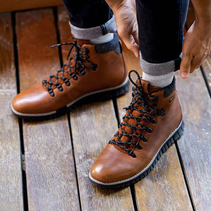 Xiaomi светильник-эластичные спортивные рабочие мужские ботинки Антибактериальная спортивная стелька ботинки из воловьей кожи ботильоны мужская повседневная обувь на шнуровке