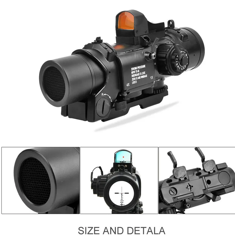 1x-4x фиксированный двухцелевой прицел с мини-красный точечный прицел для винтовки охотничьей съемки