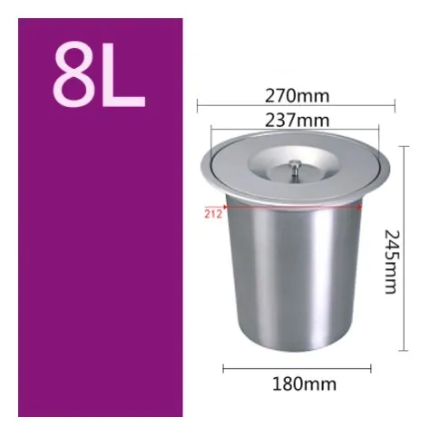 8L бесстопорный мусорный бак из стали утопленный встроенный мусорный ящик мусорное ведро экологически чистый невидимый контейнер для кухни бар корзина для мусора - Цвет: BM158-01