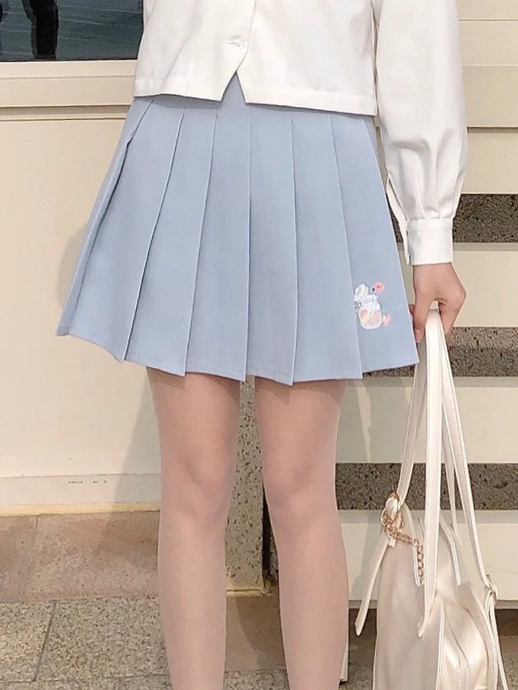 

Women Kawaii Pleated Mini Skirt Female Sweet Lolita School Uniform High Waist Short Skirt Girls Cute Tennis Cosplay Skirts Pink