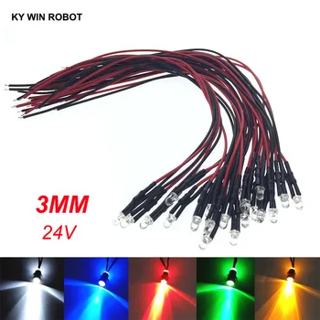 

10PCS 3mm LED 24V 20cm Pre-wired White Red Green Blue Yellow UV RGB Diodo Lamp Decoration Light Emitting Diodes Pre-soldered