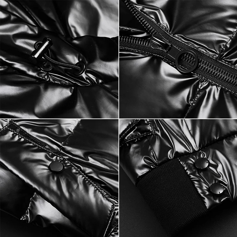 Newly Winter Jacket Mens Thermal Thick Coat Snow Male Warm Outwear Fashion PU Leather Zippered Down Jacket for Men BFE88