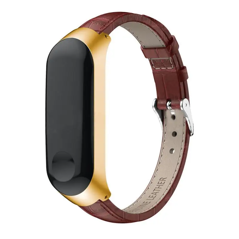Хорошее качество, кожаный качественный ремешок для часов mi band 4, умные Ремешки для наручных часов, металлический чехол для Xiao mi band 3, сменный Браслет