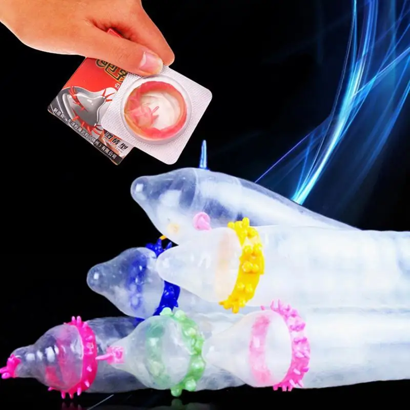 1PC Ribbed Condom Reusable G Point Stimulation Penis Delay Ejaculation Particle Men Sex Toy Extender Sleeve