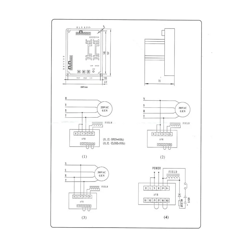 Gavr-20A Av Универсальный бесщеточный автоматический регулятор напряжения модуль Avr Генератор 220 В переменного тока защита частоты подавление Emi