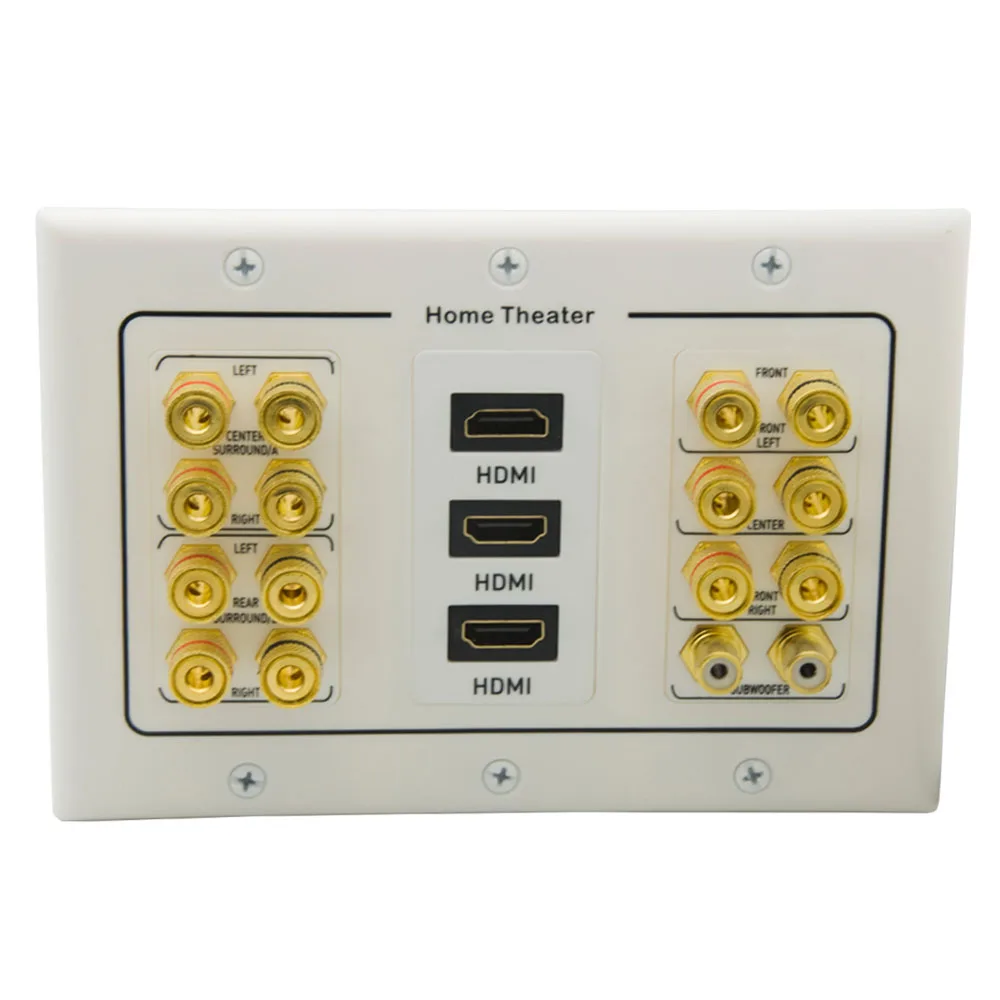 DMTMB 3 Gang Decorative Style 7.2 Speaker Wall Plate With Additional 3 Ports HDMI