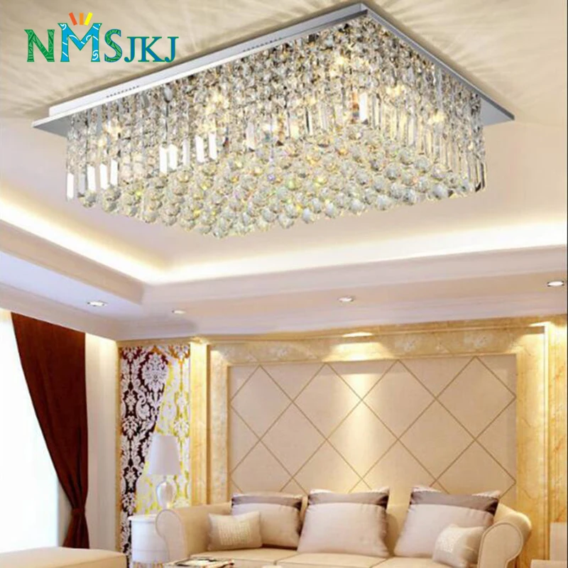 

Modern Rectangular Clear Crystal Ceiling Lamp for Living Room Bedroom Kitchen Lighting